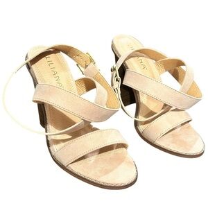 LILIANA Ankle Wrap Around Strappy Sandals Block Heels Women’s Size 7.5 VGC